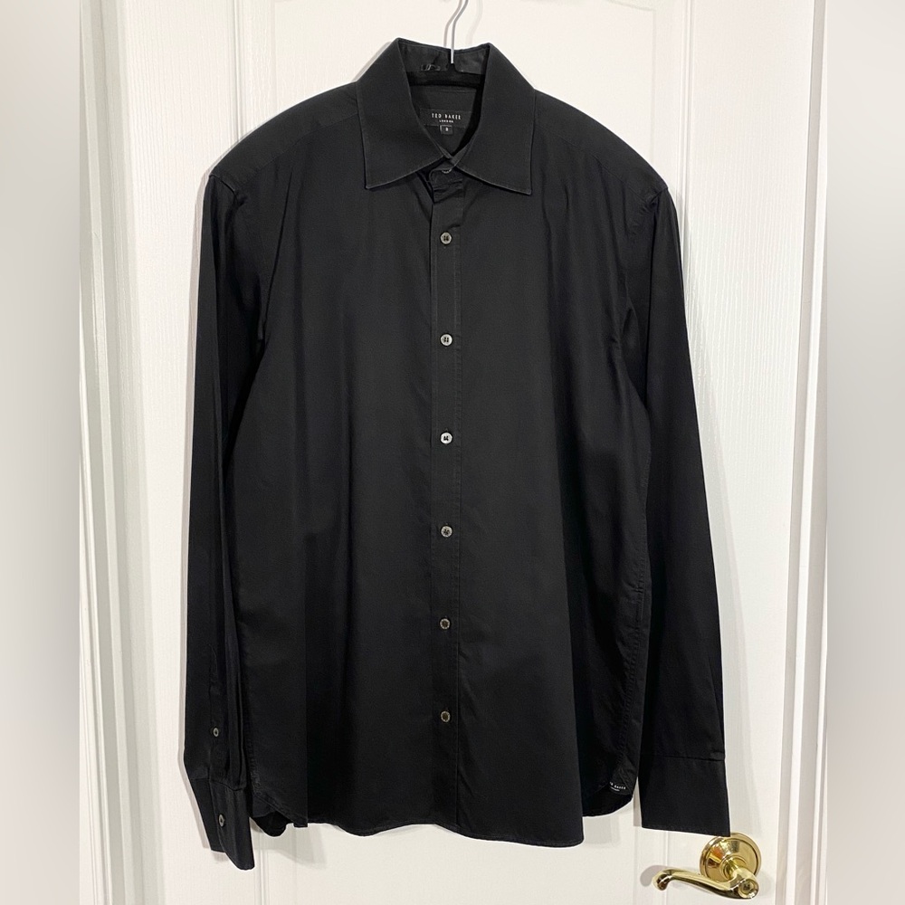 Ted Baker Black Cotton Button Up Shirt Men’s 3 (Medium) Portugal Made